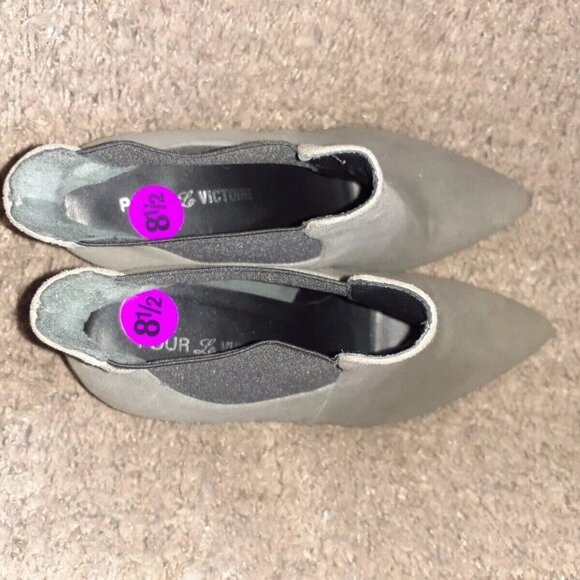 POUR LA VICTOIRE-Metallic Sheen Nubuck Suede Gray-Sz 8.5-Excellent - Picture 6 of 7